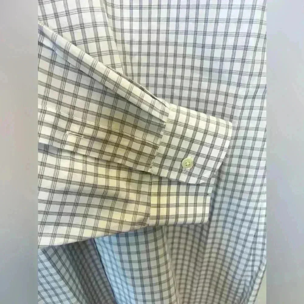 Men's Jos. A. Bank Lavender / Grey Checkered Dress Shirt 17.5 Long Sleeve - Picture 6 of 8